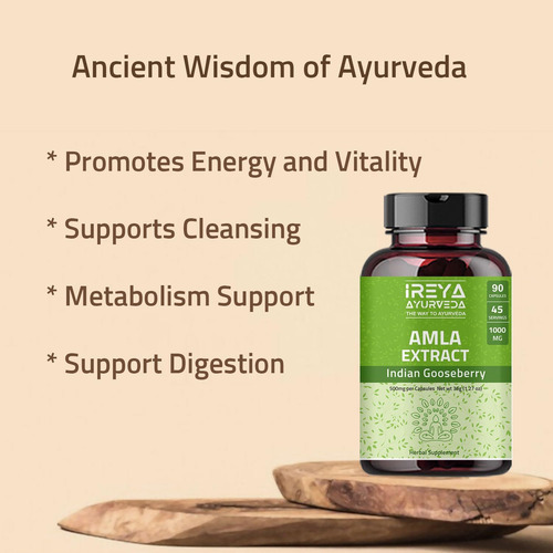 Cápsulas De Extrato De Fruta Amla De Ireya Ayurveda (90 Cáps - Imagem 13