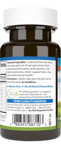 Carlson - Tocomin Suprabio Complexo De Tocotrienol Bio-apri - Imagem 3
