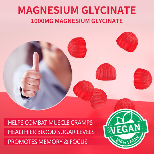 Gominhas De Glicinato De Magnésio 1000 Mg Suplemento - Imagem 14