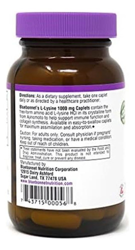Bluebonnet L-lisina 1000 Mg Em Cápsulas 50 Unidades - Imagem 4