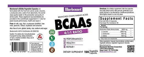 Cápsulas De Bcaa Bluebonnet 120 Unidades Aminoácidos - Imagem 2
