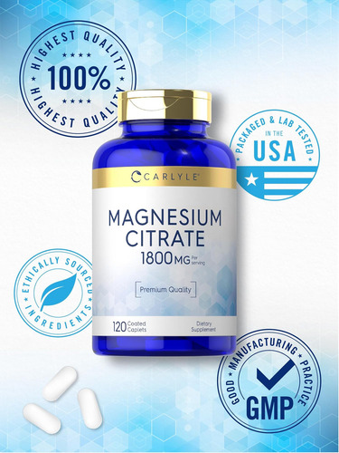Citrato De Magnésio Carlyle 1.800mg 120 Cápsulas Revesti - Imagem 14