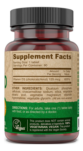 Suplemento Deva Vitamina D3 5000 Ui Sunshine 125mcg Vegan - Imagem 4