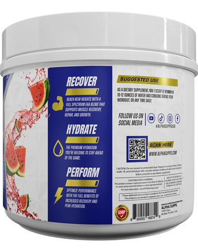 Alpha Supps Hydro 9 Aminoácidos Eaa E Fórmula De Hidratação - Imagem 10