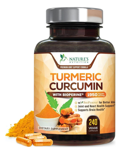 Curcumina De Cúrcuma De Maior Potência 95% 1950 Mg Com Biope