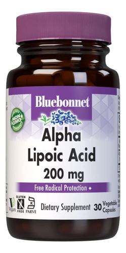 Ácido Alfa-lipóico Bluebonnet 200 Mg Suplemento Nutricional