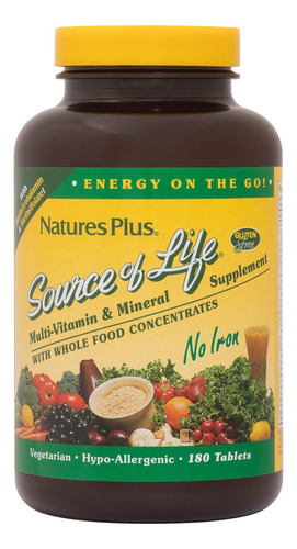 Naturesplus Source Of Life Sem Comprimidos De Ferro - 180 Co