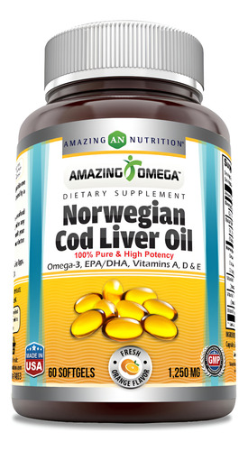 Suplemento Amazing Omega Norwegian Bacalhau Liver Oil 1250mg