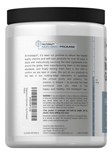 Pó De Glicinato De Magnésio Horbäach 1 Libra Sabor Limão - Imagem 3