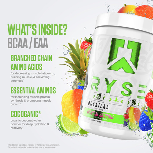 Suplemento Ryse Bcaa Eaa Powder Tropical Snocone 30 Porções - Imagem 4