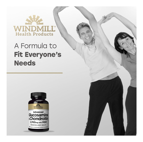 Vitaminas Naturais De Moinho De Vento Avançado Glucosamina E - Imagem 3