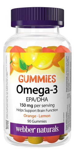 Gomas De Omega-3 50 Mg Naturals Sabores Laranja Cereja Limão