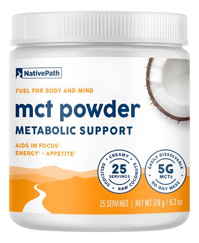 Suplemento De Óleo Mct Em Pó Nativepath Unflavorizado C8 Mct