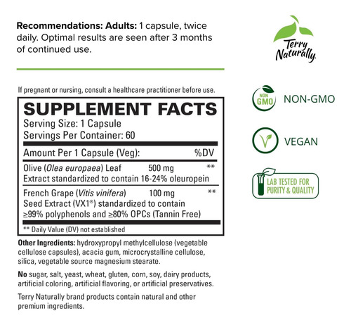 Terry Naturally Blood Pressure Health - 60 Cápsulas Veganas - Imagem 2