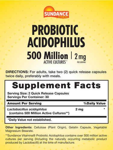 Suplemento Probiótico Sundance Acidphilus 2 Mg 60 Cápsulas - Imagem 7