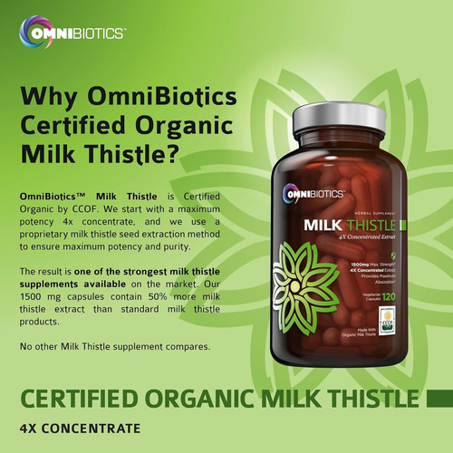 Omnibiotics Organic Milk Thistle Supplement 1500mg - 4x C... - Imagem 6