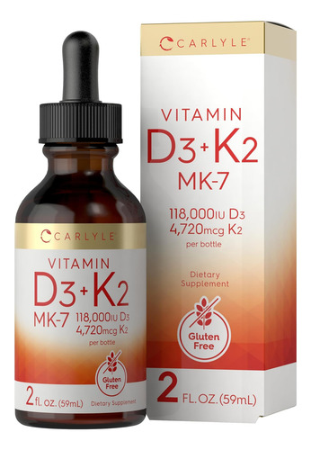 Vitamina Líquida Carlyle K2 Mk-7 E D3 59 Ml Gotas