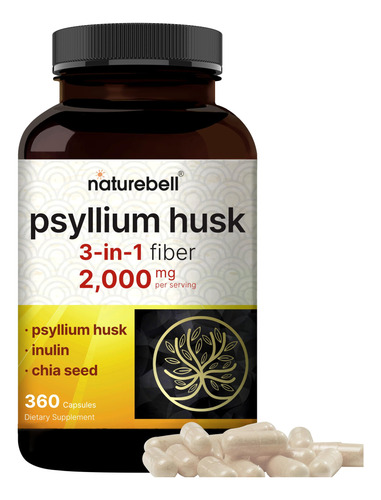 Suplemento: Cápsulas Naturebell Psyllium Husk 2.000 Mg 360
