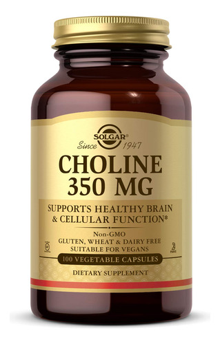 Suplemento Solgar Choline 350 Mg 100 Cápsulas Vegetais