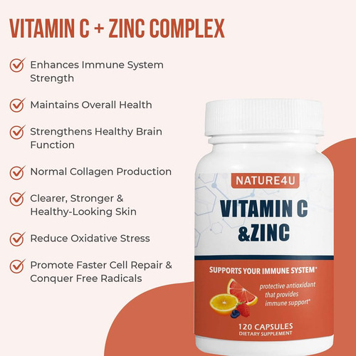 Suplemento Nature4u Vitamina C 1000mg Com Zinco 120 Cápsulas - Imagem 4