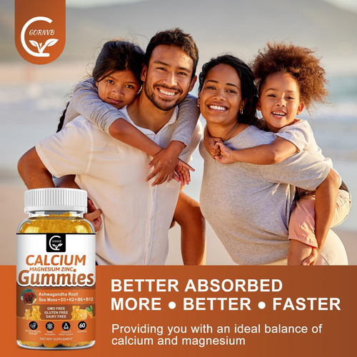 Gomas De Cálcio De 1200 Mg Com Vitamina D3 K2 B12 E B6 - S - Imagem 14