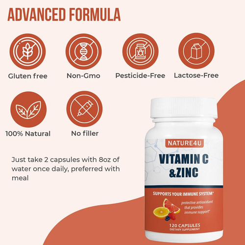 Suplemento Nature4u Vitamina C 1000mg Com Zinco 120 Cápsulas - Imagem 6