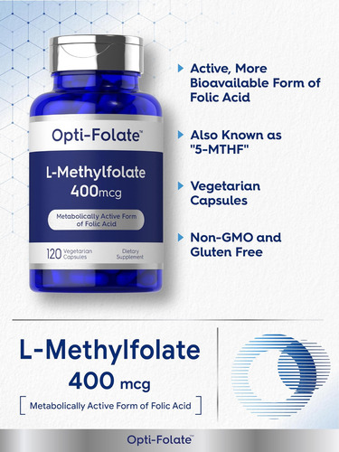 Carlyle L Metilfolato 400mcg 120 Cápsulas Vegetariano - Imagem 4