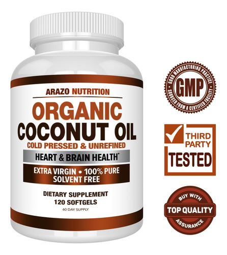Suplemento Arazo Nutrition Óleo De Coco Orgânico 2000mg 120 - Imagem 9