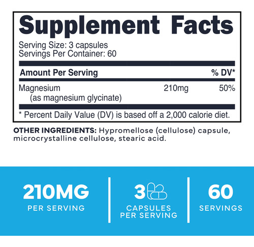 Suplemento De Glicinato De Magnésio Tipo Zero 210 Mg 180 Cáp - Imagem 2