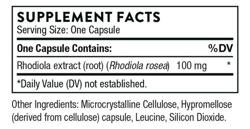Thorne Rhodiola Suplemento Botânico Para Alívio Do Estresse - Imagem 2