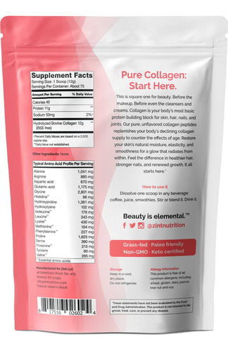 Peptídeos De Colágeno Em Pó Zint Paleo Keto 946ml Hidrolisad - Imagem 6
