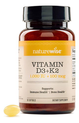 Suplemento Naturewise Vitamina D3 1000ui+ K2 (mk7) 100mcg