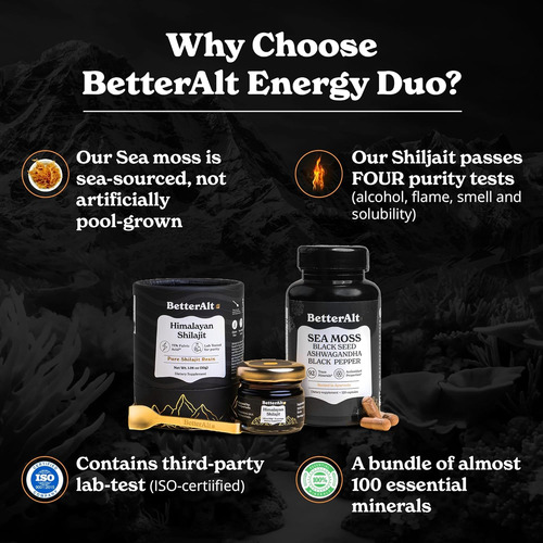 Resina Shilajit 30 G E Cápsulas De Musgo Marinho Energy Duo - Imagem 3