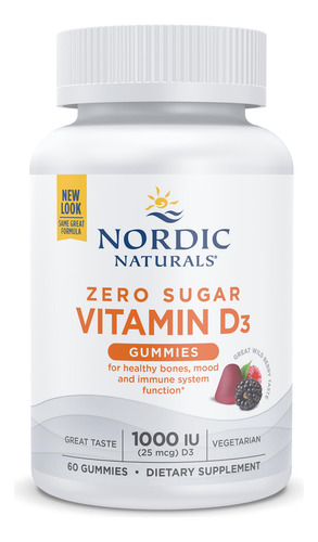 Gomas De Vitamina D3 Nordic Naturals Zero Sugar 1000iu 60 Ct