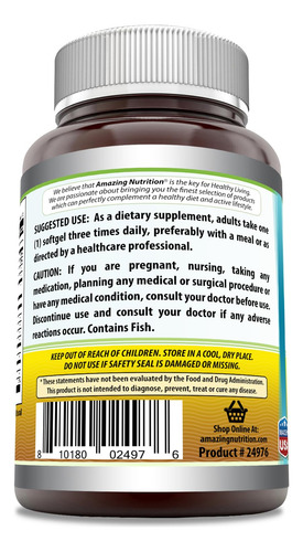Suplemento Amazing Omega 3.6.9 1200 Mg 250 Cápsulas Gelatino - Imagem 3