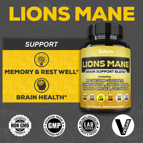 Suplemento Satoomi Lions Mane Com Cápsulas Veganas De Magnés - Imagem 4