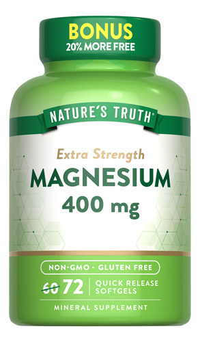 Suplemento Nature"s Truth Magnésio 400 Mg Softgel 72 Unidade