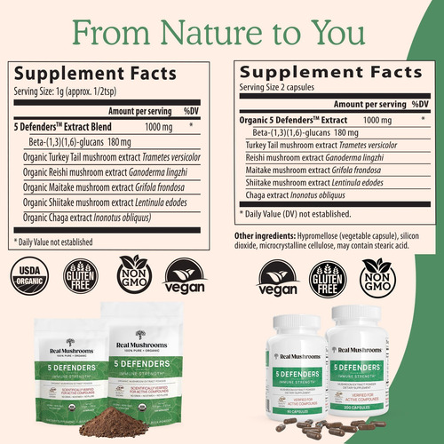 Real Mushrooms 5 Defenders Capsules - Extrato De Cogumelo Or - Imagem 10