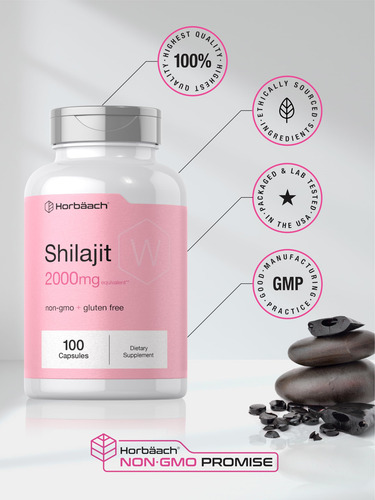 Suplemento: Cápsulas Horbäach Shilajit 2.000 Mg 100 Unidad - Imagem 6
