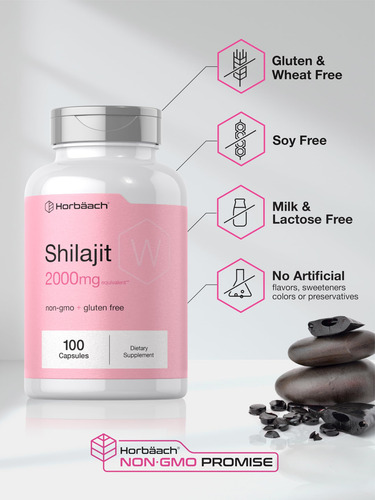 Suplemento: Cápsulas Horbäach Shilajit 2.000 Mg 100 Unidad - Imagem 5