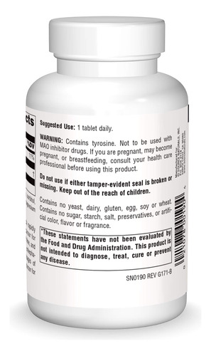 Suplemento Source Naturals L-tirosina 100 Comprimidos - Imagem 2