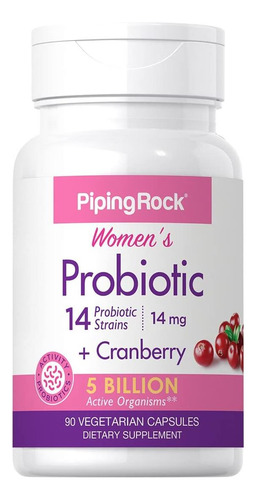Probiótico Piping Rock Com Cranberry Para Mulheres 90 Cáps