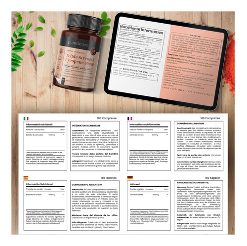 Pureclinica 50mg Licopeno X 360 Comprimidos (2 Garrafas De O - Imagem 6