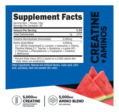 Creatina Nutricat Com Aminos 30 Porções Sabor Melancia - Imagem 2