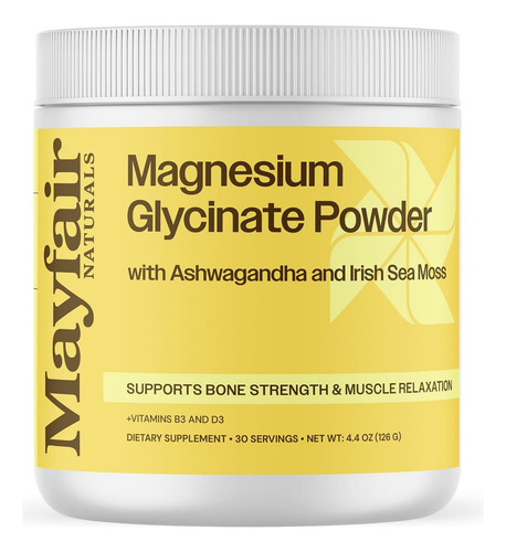 Mayfair Naturals Magnesium Glicinato Suplemento Em Pó Com A - Imagem 4