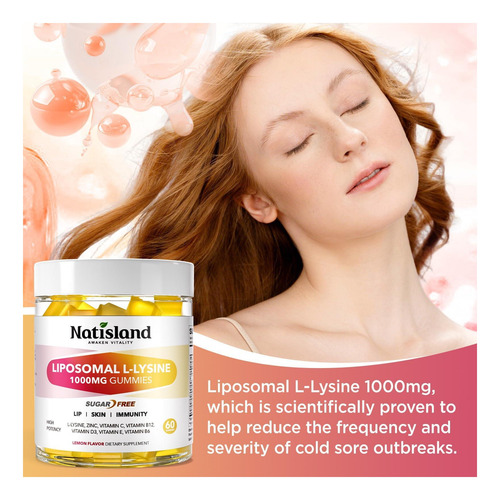 Natisland Lipossômica L-lisina Gummies 1000mg Suplemento De - Imagem 11