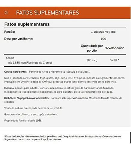 Now Picolinato De Cromo 200mcg 100 Cápsulas (pacote De 2) - Imagem 3