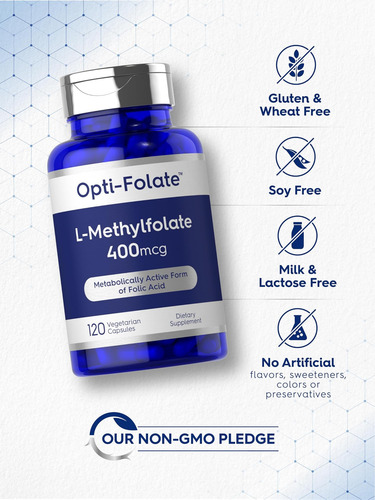 Carlyle L Metilfolato 400mcg 120 Cápsulas Vegetariano - Imagem 5