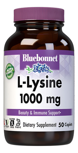 Bluebonnet L-lisina 1000 Mg Em Cápsulas 50 Unidades