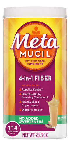 Suplemento Metamucil Daily Psyllium Husk Powder 114 Colheres